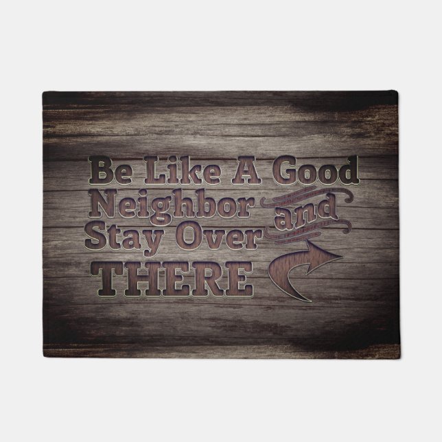 Funny Wood Primitive Aged Country Nosy Neighbour Doormat (Front)