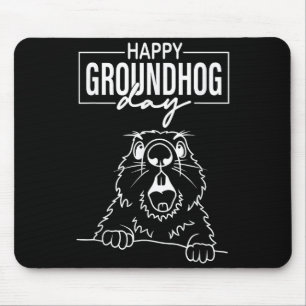 Funny Woodchuck Screaming Happy Groundhog Day _1 Mouse Pad