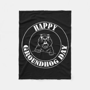 Funny Woodchuck Screaming Happy Groundhog Day Fleece Blanket