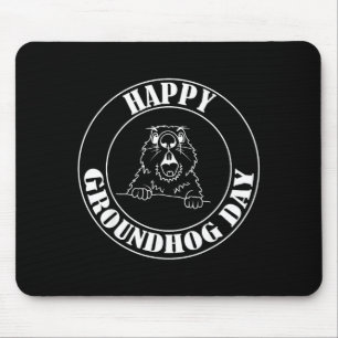 Funny Woodchuck Screaming Happy Groundhog Day  Mouse Pad
