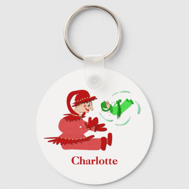 Funny wooden play figures key ring (Front)