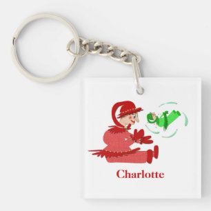 Funny wooden play figures key ring