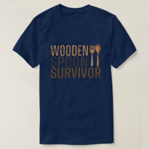 Funny Wooden Spoon Survivor Vintage Retro Humour T-Shirt