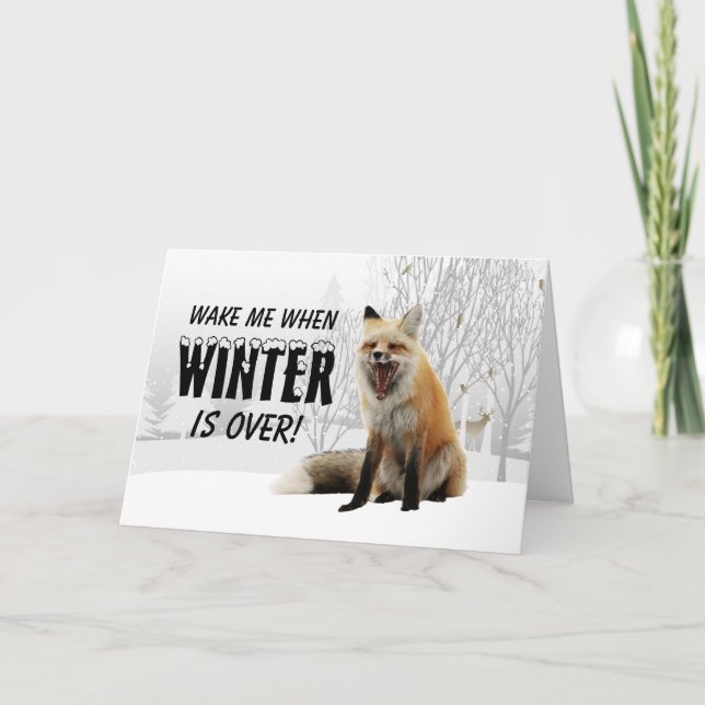 Funny Woodland Fox Tired Of Winter Cold Get Well Card (Front)