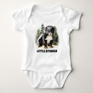 funny woodland skunk add text baby bodysuit