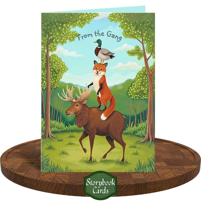 Funny Woodlands Animals Stack Missing You Get Well Card (Creator Uploaded)