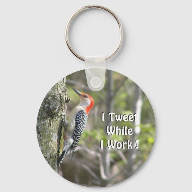 Funny Woodpecker   Original Working Tweeter Key Ring (Front)
