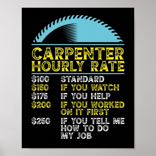 Funny Woodworking Dad  Carpenter Carpenter Hourly Poster (Front)
