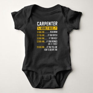 Funny Woodworking Dad Father Carpenter Hourly Baby Bodysuit