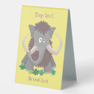 Funny woolly mammoth cartoon illustration