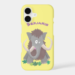 Funny woolly mammoth cartoon illustration