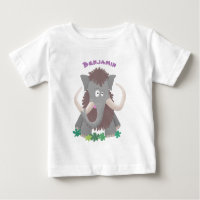 Funny woolly mammoth cartoon illustration