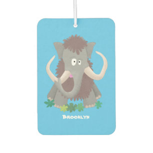 Funny woolly mammoth cartoon illustration car air freshener