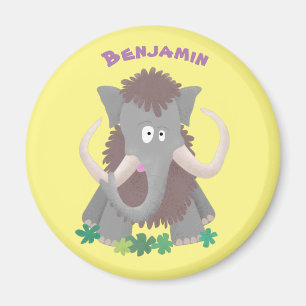 Funny woolly mammoth cartoon illustration magnet