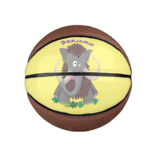Funny woolly mammoth cartoon illustration mini basketball