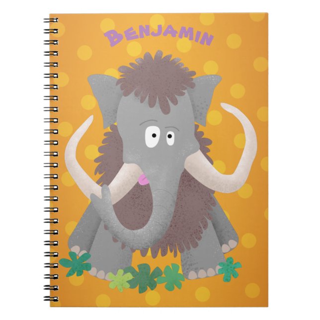 Funny woolly mammoth cartoon illustration notebook (Front)
