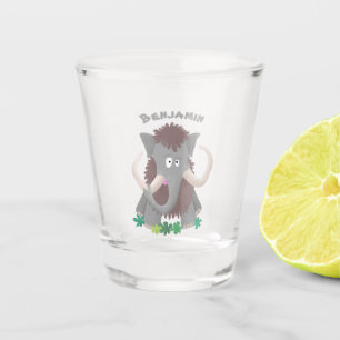 Funny woolly mammoth cartoon illustration  shot glass