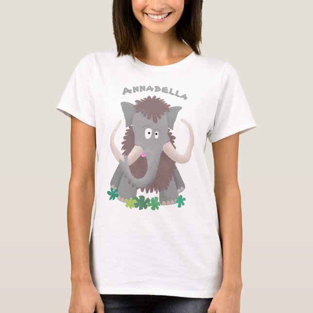 Funny woolly mammoth cartoon illustration T-Shirt (Front)