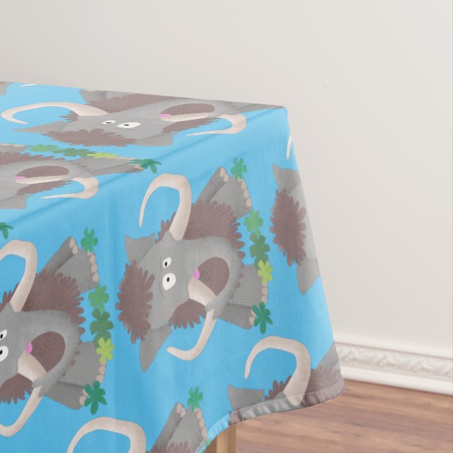 Funny woolly mammoth cartoon illustration tablecloth (In Situ)