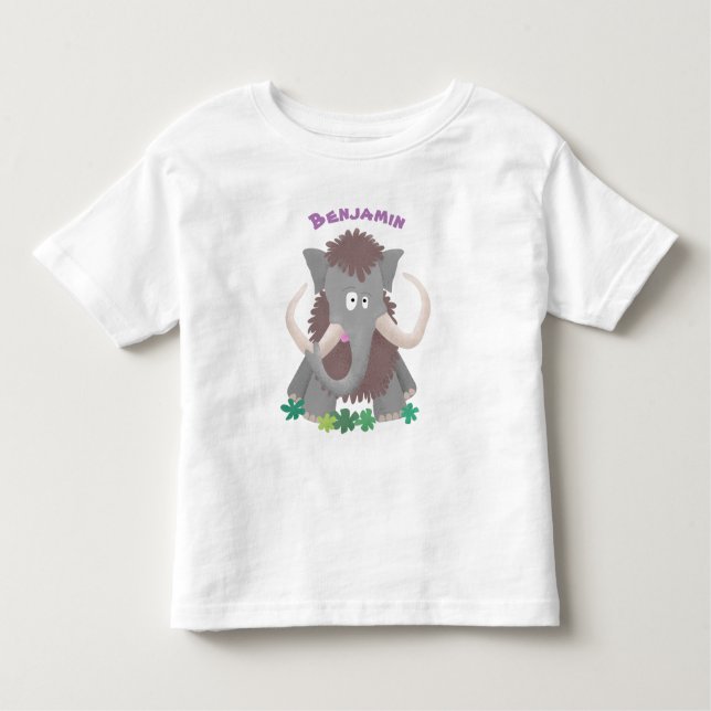 Funny woolly mammoth cartoon illustration toddler T-Shirt (Front)