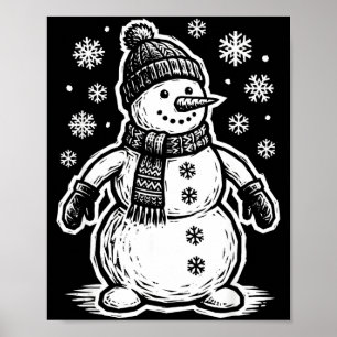 Funny Woout Snowman Winter Holiday Christmas Snowf Poster