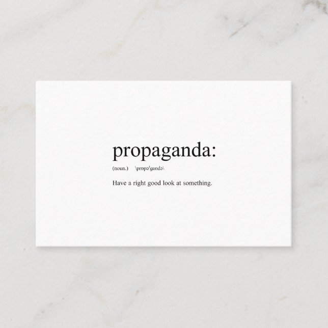 Funny Word Definitions: Propaganda Business Card (Front)
