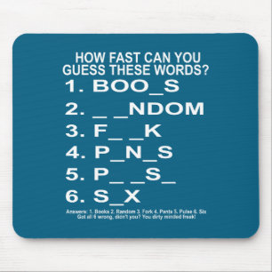 Funny Word Puzzle Dirty Mind Trick Quiz Game Mouse Pad