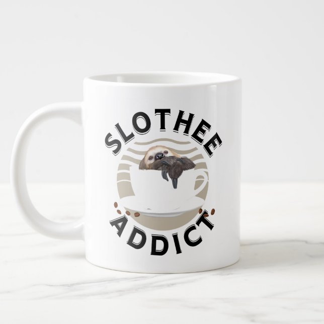 Funny Wordplay Sleepy Sloth Large Coffee Mug (Left)