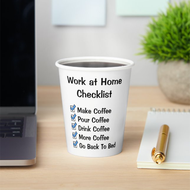 Funny Work at Home Checklist   Paper Cups (Insitu)