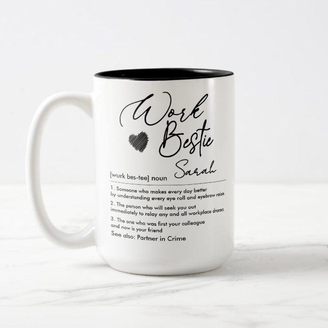 Funny Work Bestie Custom Name Definition Two-Tone Coffee Mug (Left)