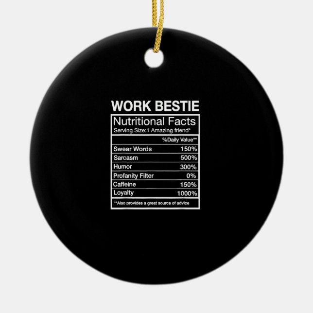 Funny Work Bestie Definition, Hilarious Coworker Ceramic Ornament (Front)