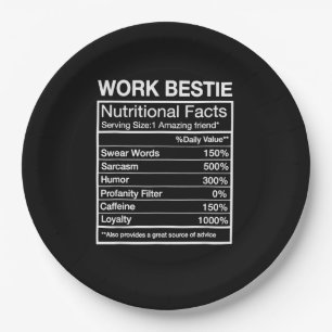 Funny Work Bestie Definition, Hilarious Coworker Paper Plate