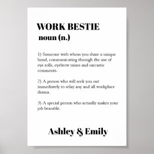 Funny Work Bestie Picture Gift Hilarious Co worker Poster