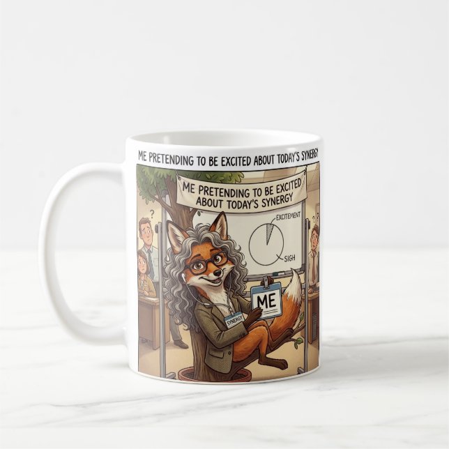 Funny Work Humour Pretending Fox Coffee Mug (Left)