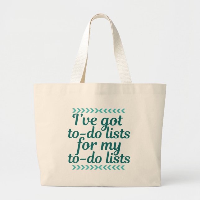 Funny Workaholic Large Tote Bag (Front)