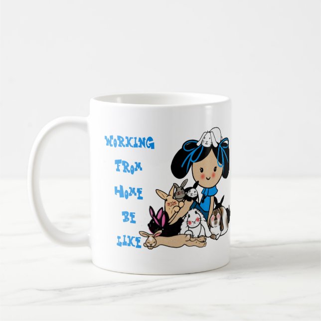 Funny Working From Home Crazy Bunny Lady Rabbits Coffee Mug (Left)