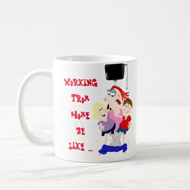 Funny Working From Home With Kids Mum Mug (Left)