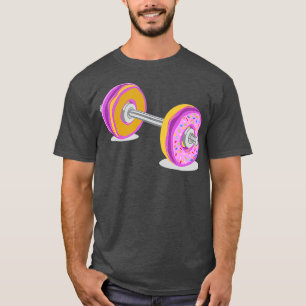 Funny Workout Glazed Doughnut Barbell Fitness T-Shirt