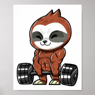 Funny Workout Gym Sloth Fitness Bodybuilding  Poster