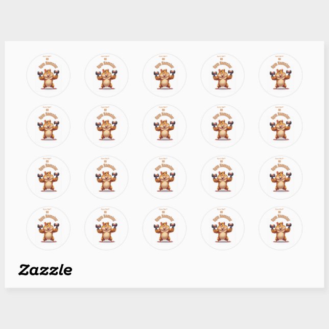 Funny Workout Hamster Design Classic Round Sticker (Sheet)
