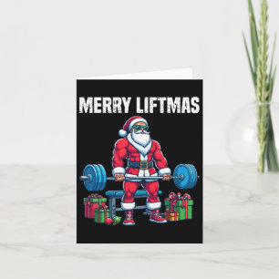 Funny Workout Lifting Christmas Santa Squat Gym Bo Card