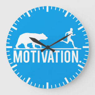 Funny Workout Motivation - Bear Chasing Jogger Large Clock