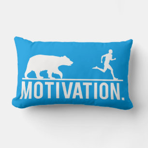 Funny Workout Motivation - Bear Chasing Jogger Lumbar Cushion