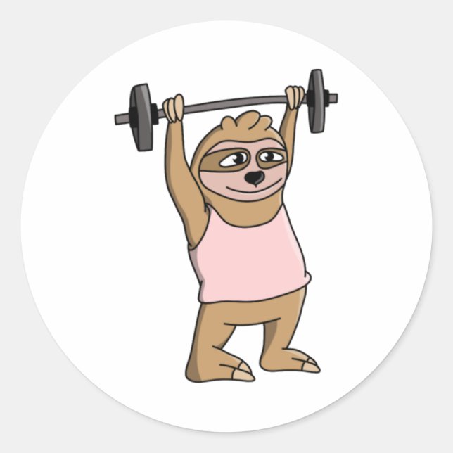 Funny Workout Sloth Sticker  (Front)