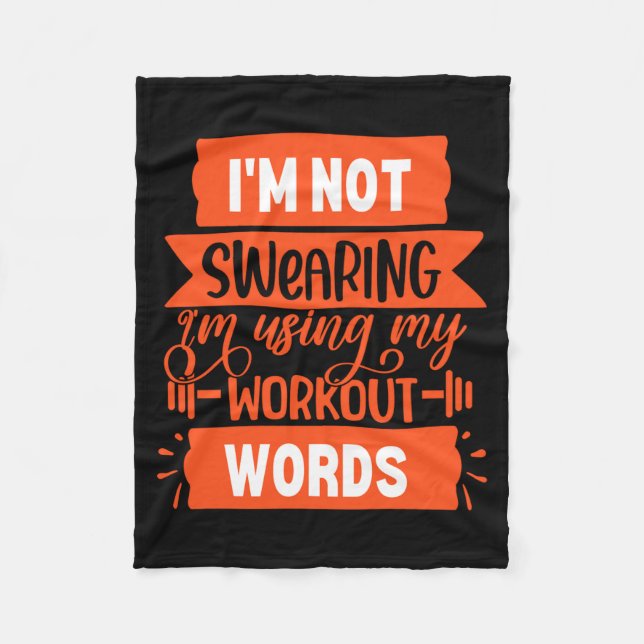 Funny Workout Words Orange Gym  Fleece Blanket (Front)