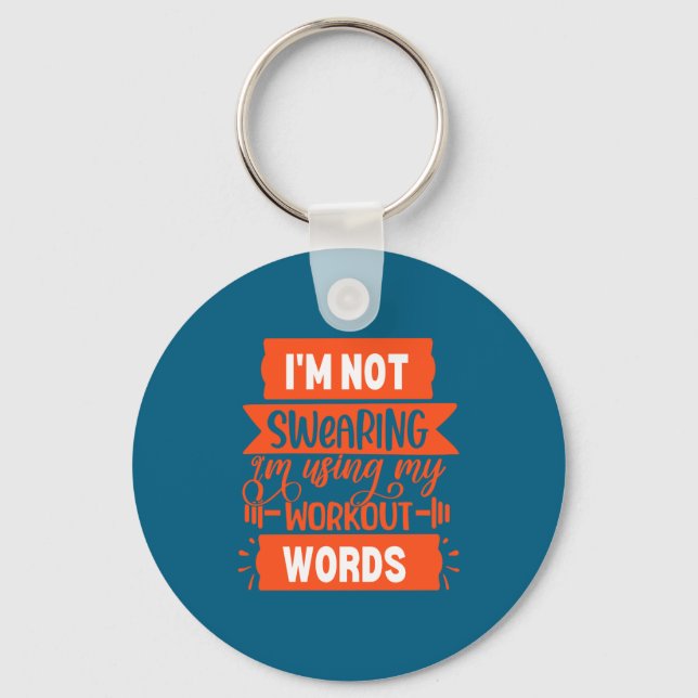 Funny Workout Words Orange Gym  Key Ring (Front)