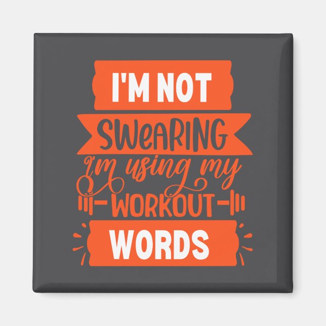 Funny Workout Words Orange Gym  Magnet (Front)