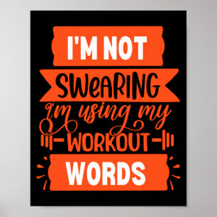 Funny Workout Words Orange Gym Poster
