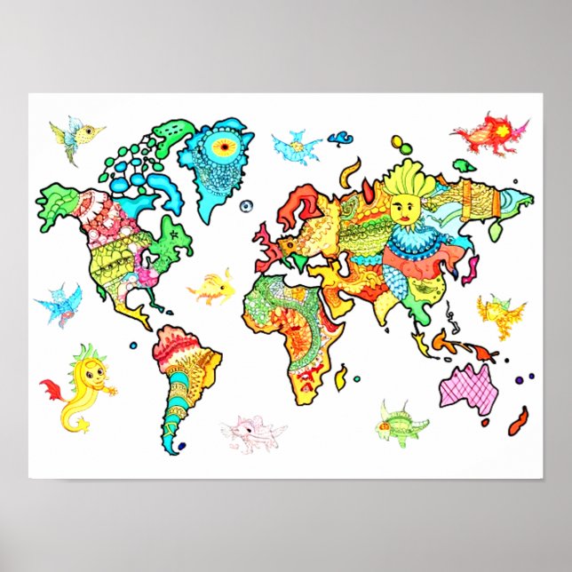 Funny World Map Poster (Front)