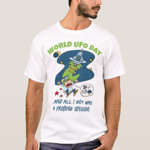 Funny World UFO Day Probing Session Cartoon T-Shirt